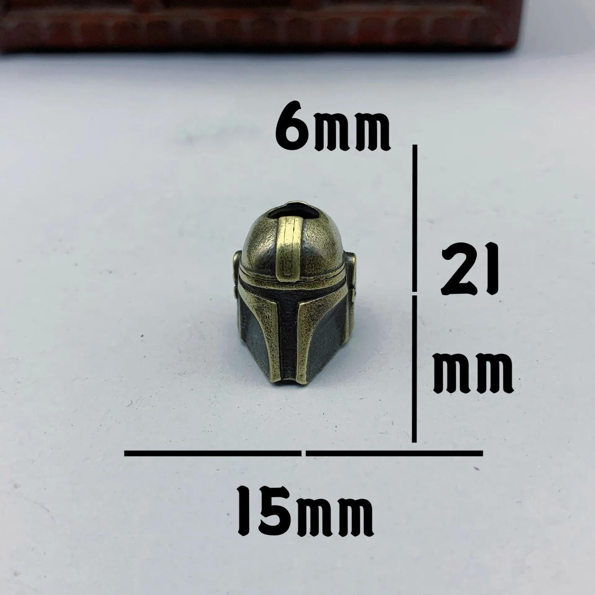 Casque Alien couteau pliant perle paracorde tissé lanière porte-clés pendentifs en laiton bricolage