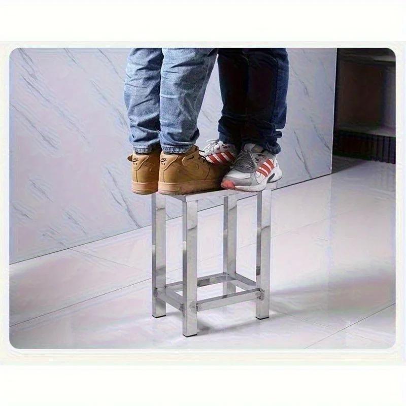 Tabouret carré en acier inoxydable, tabouret à langer pour chaussures de salle blanche, tabouret de