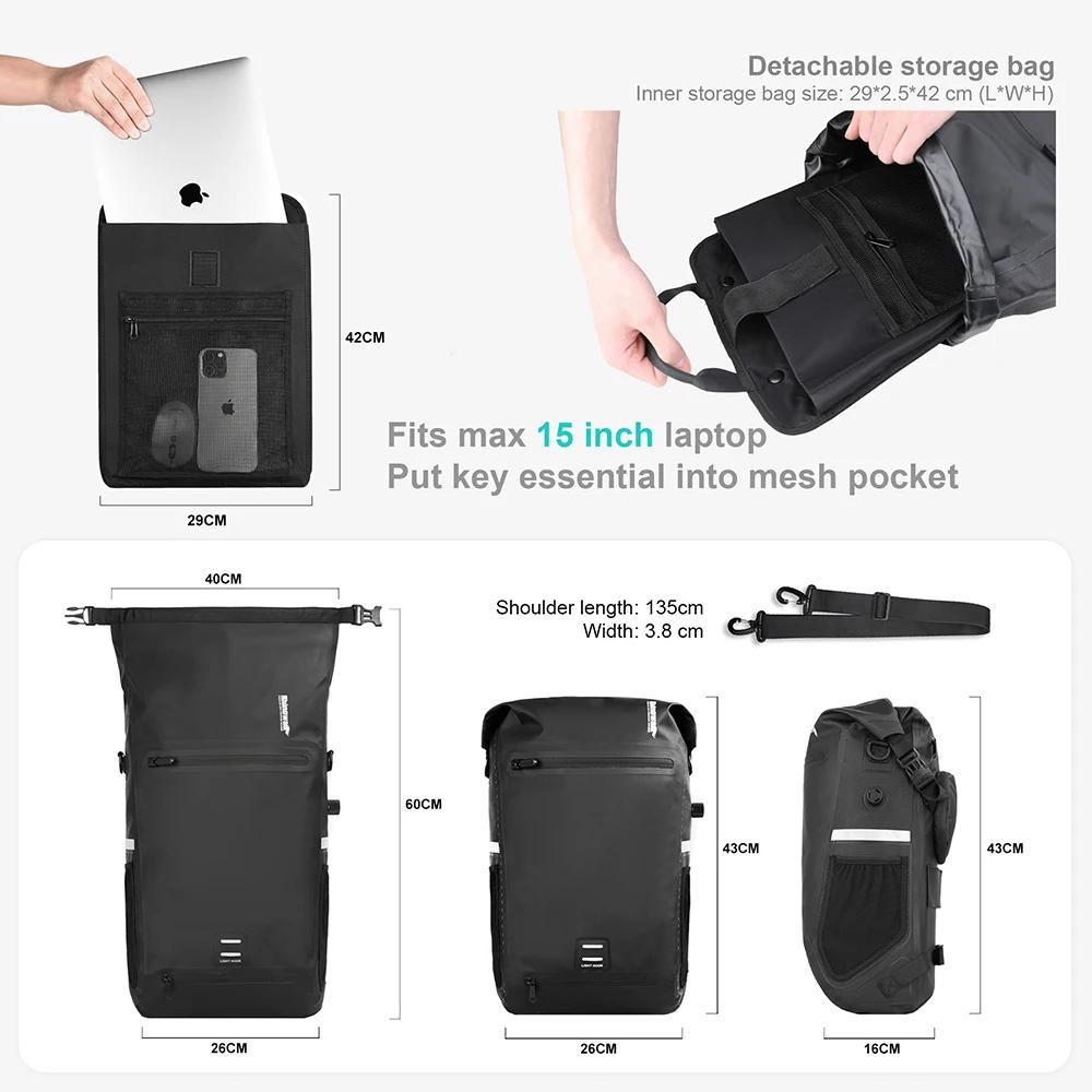 Bal inowalk-Sac à dos de vélo étanche, sac de vélo portable, sac de vélo arrière, sac de coffre VTT,