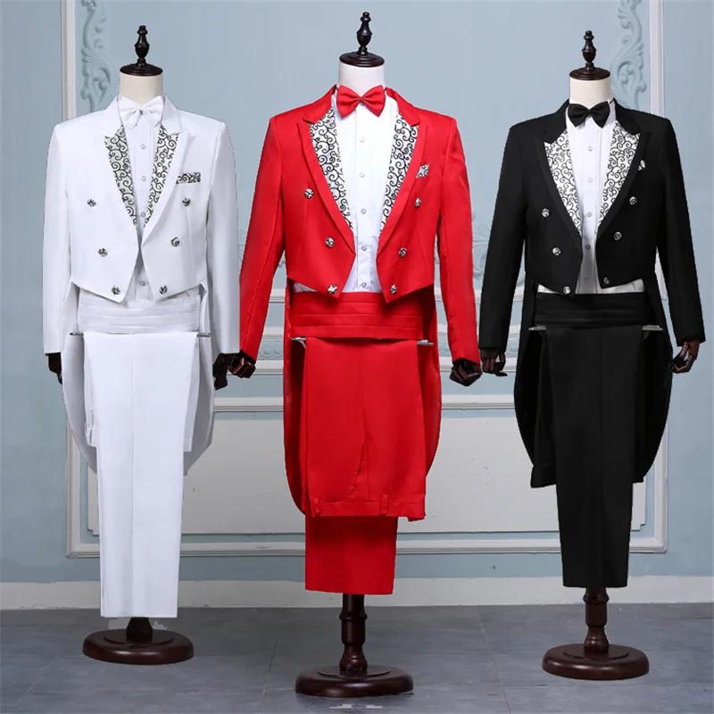 Manteau de queue pour hommes, classique, moderne, blanc et noir, Style basique, costume pour hommes