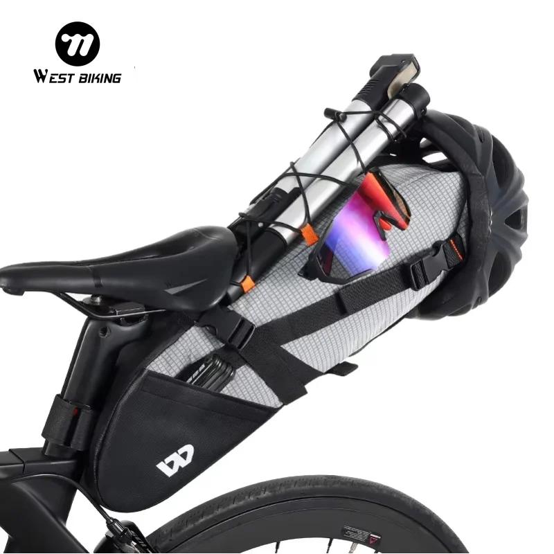 WEST BIKING – sac de selle de vélo pliable sous le siège, 10l, 100% étanche, pour outils, sacoche ar
