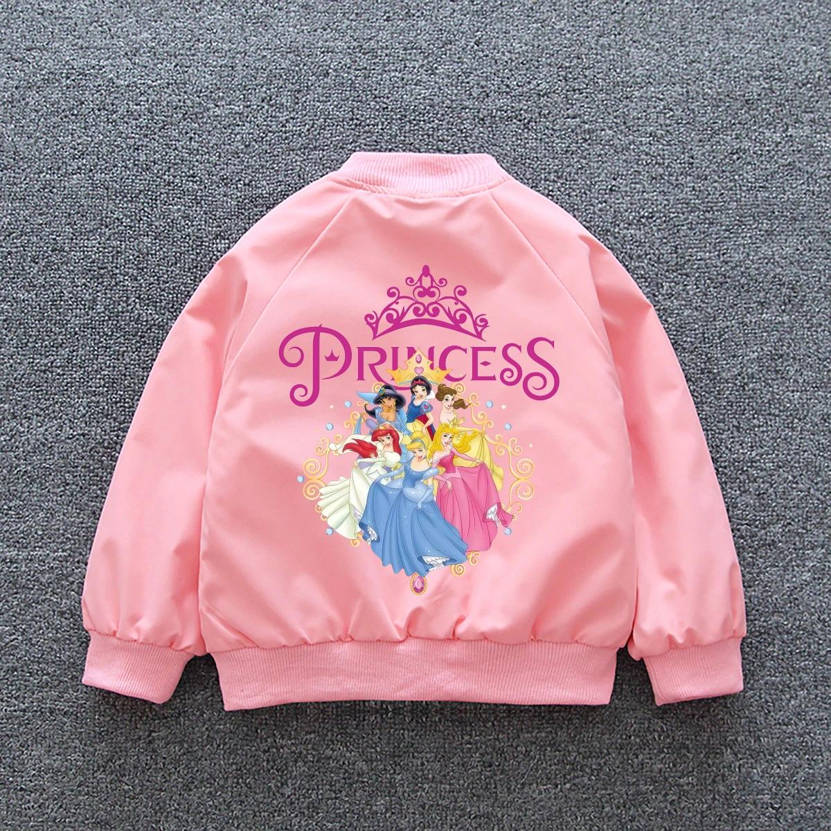 Veste coupe-vent Disney Princess pour filles, manteau décontracté de printemps 2026, motif doux Blan