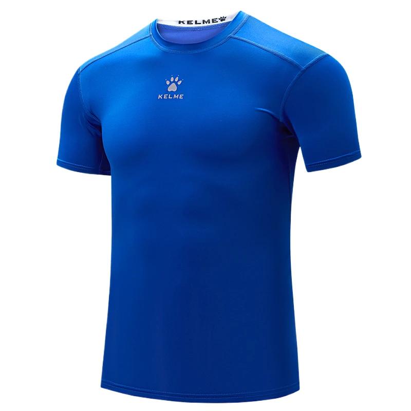 Kelme-T-shirt de sport à manches courtes pour homme, vêtement élastique et moulant, respirant, à séc