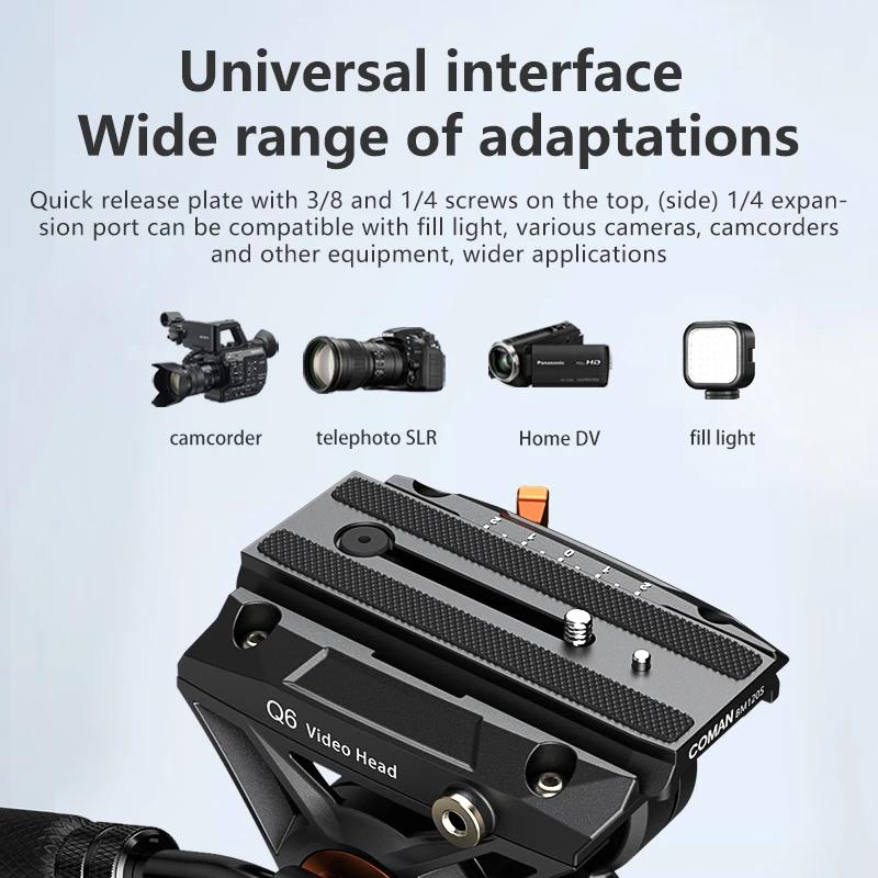 COMAN Q6 tête vidéo à cardan panoramique avec plaque à dégagement rapide Compatible DJI RS4 Manfrott