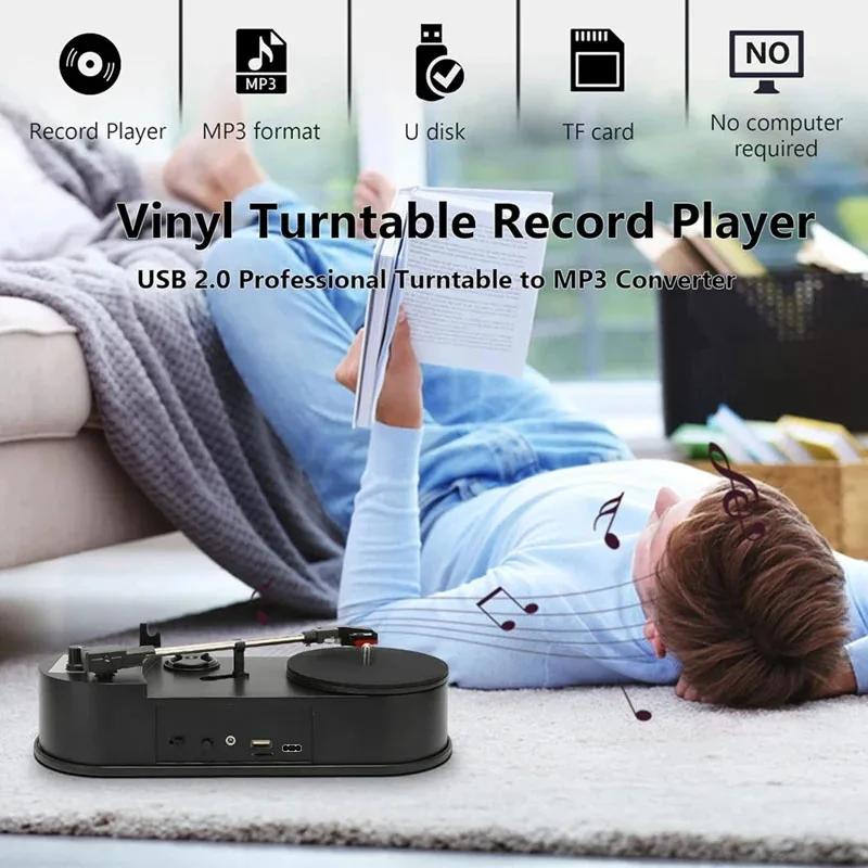 Phonographe Portable 33/45 tr/min, lecteur de platine, convertisseur pour enregistrements de musique