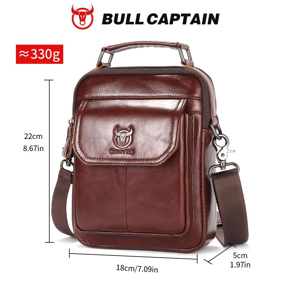 BULLCAPTAIN-Sac à Main Multifonctionnel en Cuir group pour Homme, Sacoche Rétro Décontractée en Peau