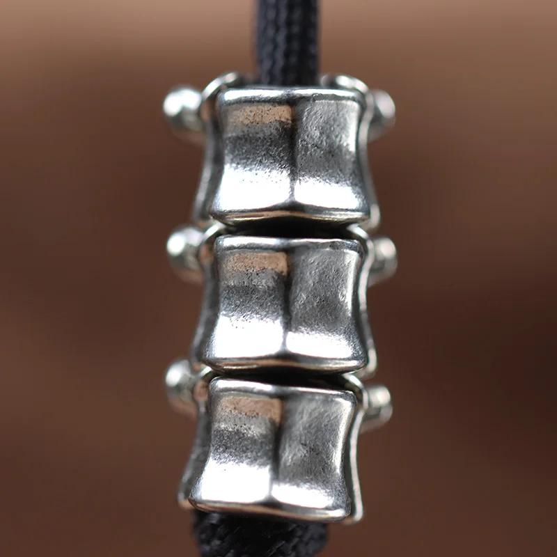 Perles de couteau en laiton en os de colonne vertébrale EDC, paracorde d'extérieur, lanière tissée à