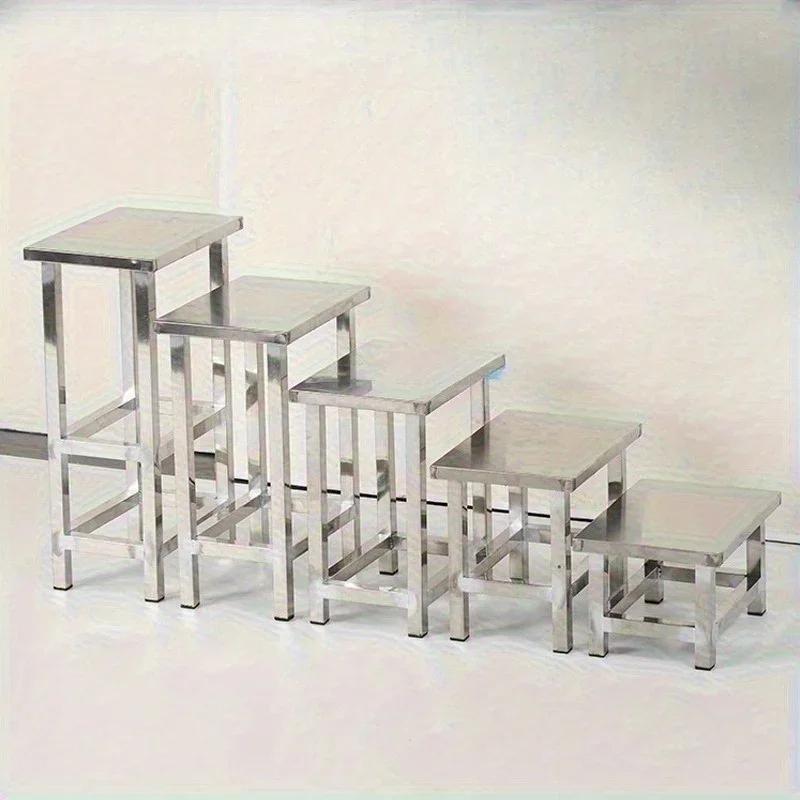 Tabouret carré en acier inoxydable, tabouret à langer pour chaussures de salle blanche, tabouret de