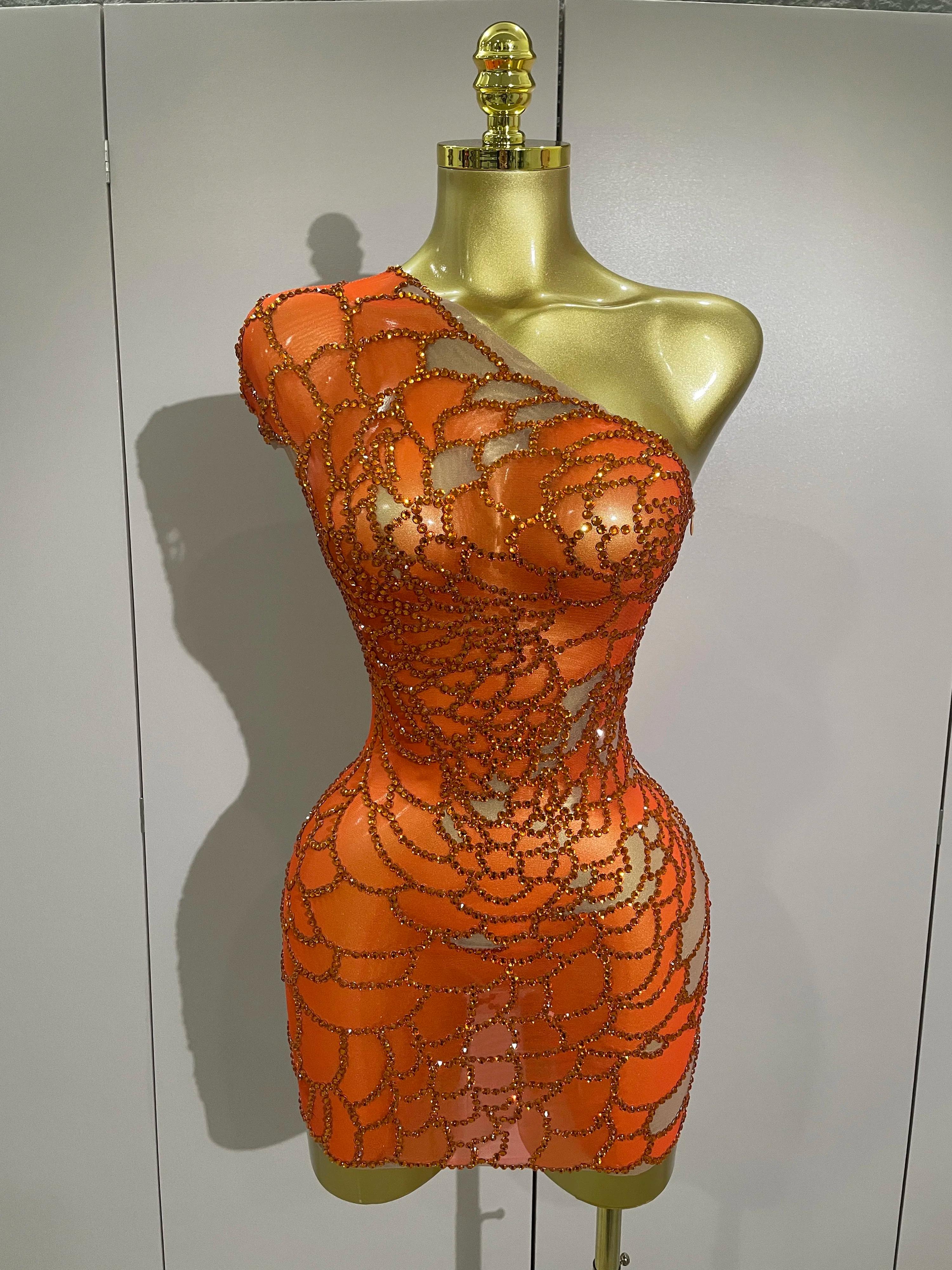 STOCK femmes brillant strass Sexy une épaule culture robe anniversaire célébrer fête robe de soirée