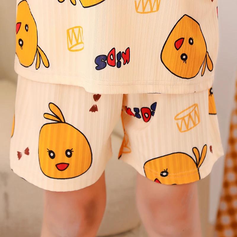 Pyjama d'été 2 pièces à manches courtes pour enfant, ensemble fin et mignon, neutre, parent-enfant,