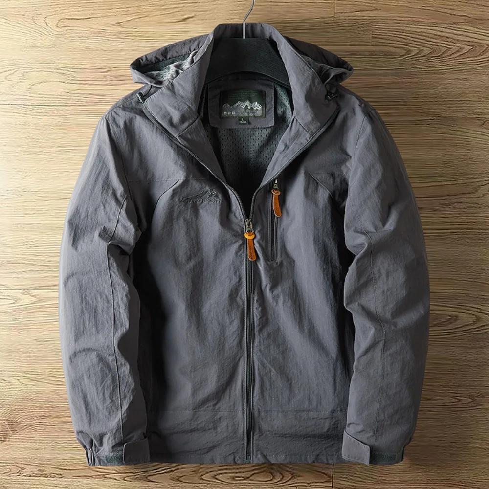 Veste de poinçonnage à Section fine pour hommes, vestes d'extérieur avec chapeau, vêtements de rue à