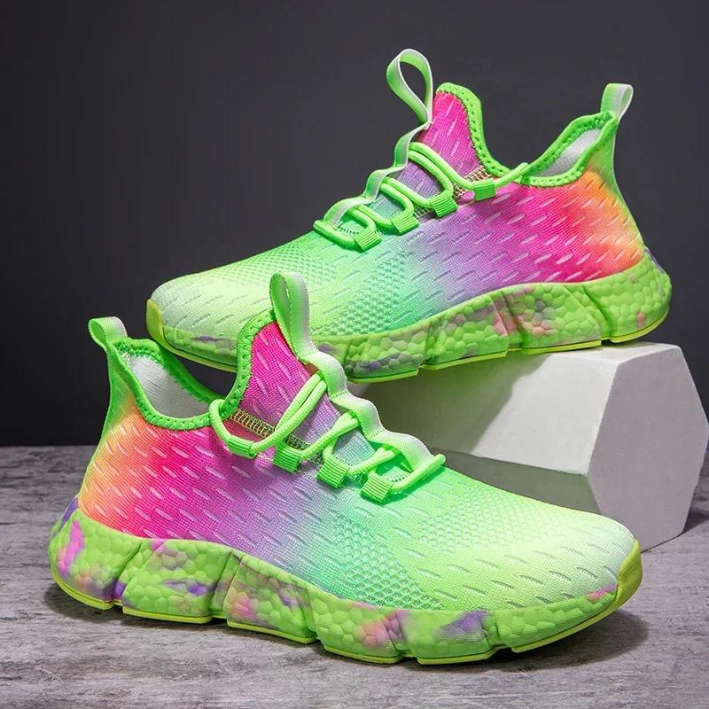 Chaussures de course respirantes pour hommes et femmes, baskets colorées, antidérapantes, à la mode,