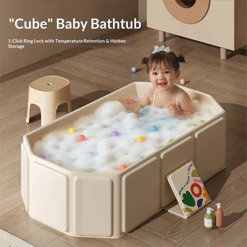 Grande baignoire pour bébé de 0 à 5 ans, baignoire pliable pour bébés assis et s'allonger, bassin de