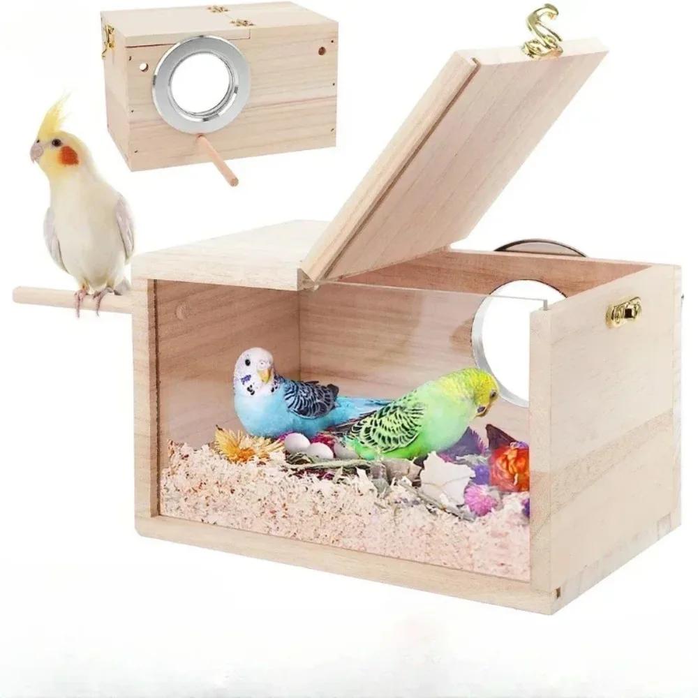 Nid de maison pour oiseaux, Design Transparent, pour perruches, calopsitte, facile à nettoyer, bords