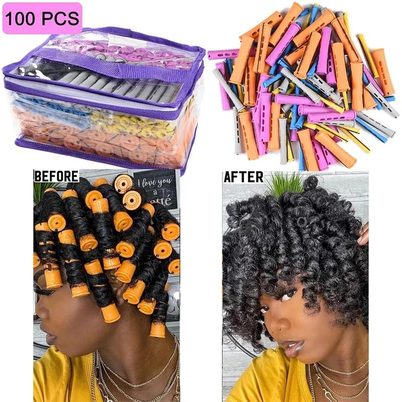 Ensemble de tiges permanentes 100 pièces, rouleaux à vagues froides de 5 tailles pour la coiffure et