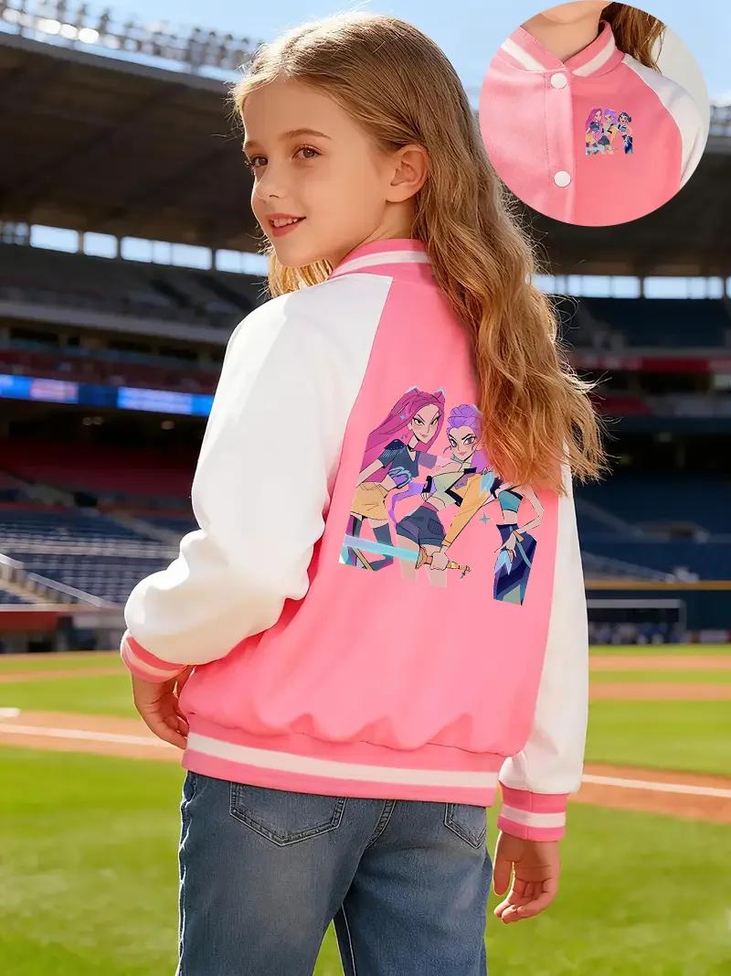Vestes de Baseball roses décontractées et à la mode pour filles, automne et hiver, avec motifs impri