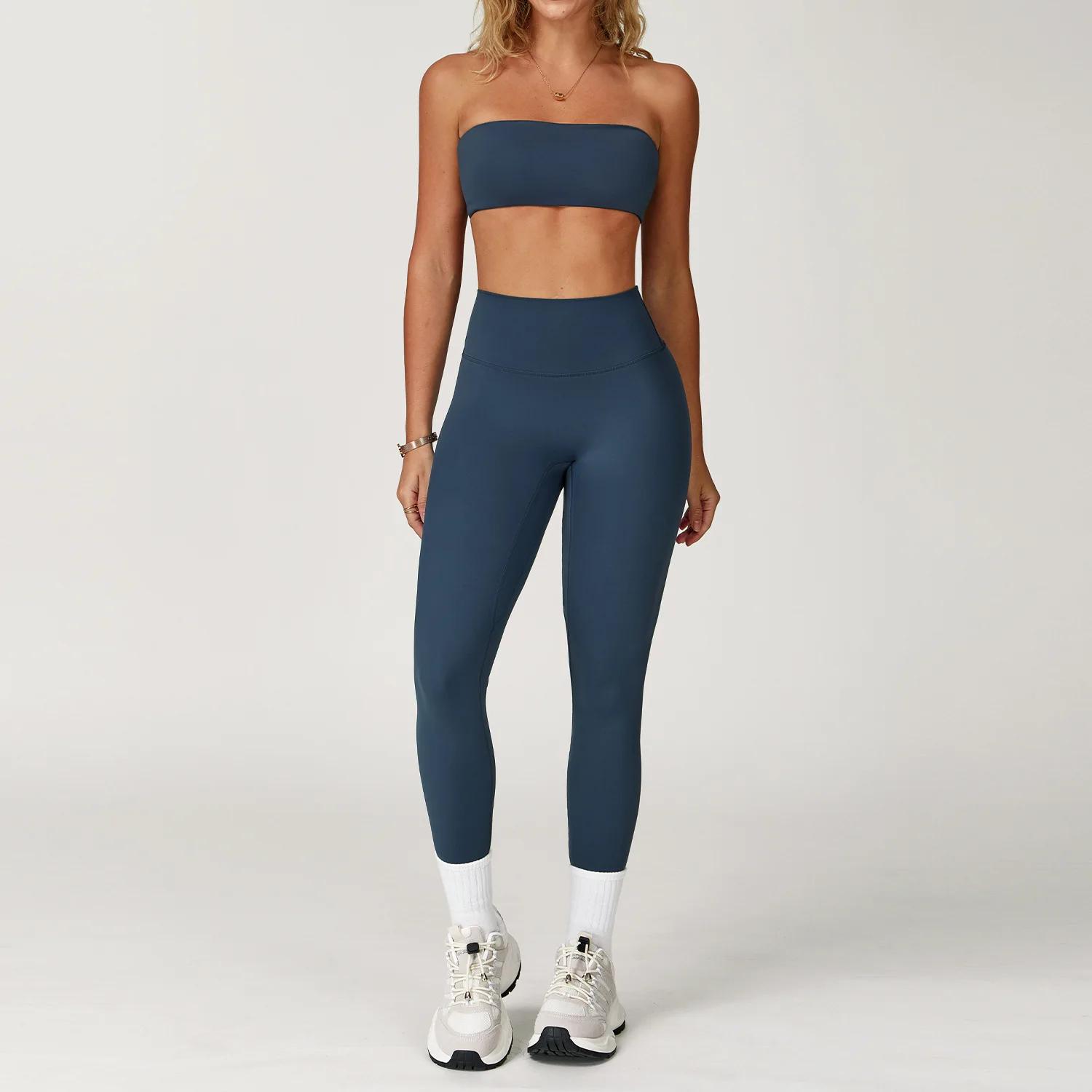 Ensemble de Yoga 2 pièces pour femmes, tenues d'entraînement, Fitness, survêtement de gymnastique, L