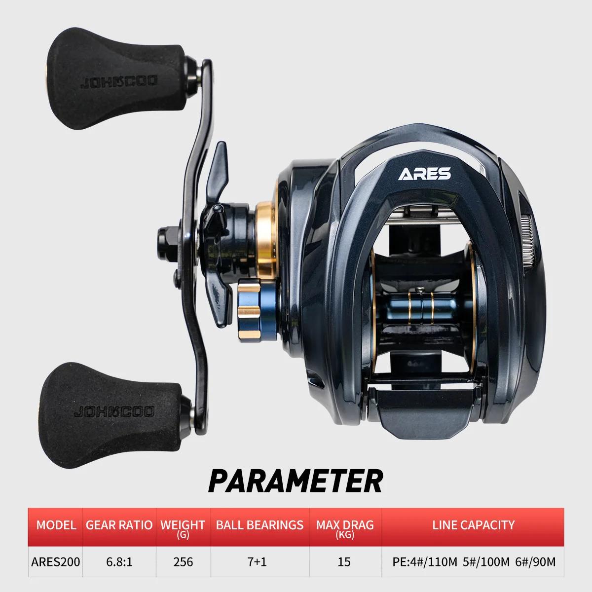 HNCOO-Moulinet Baitcasting avec cadre en aluminium, pêche en eau salée, rapport d'engrenage 6.8:1, t