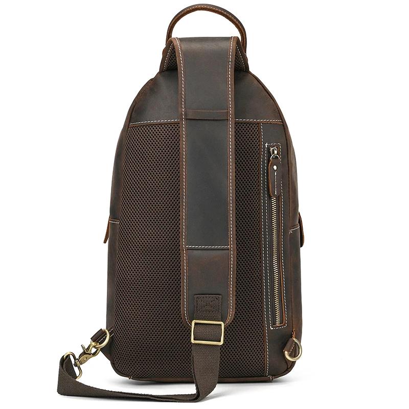 Newsbird – sac à bandoulière en cuir de vache souple pour homme, sacoche de poitrine en cuir véritab