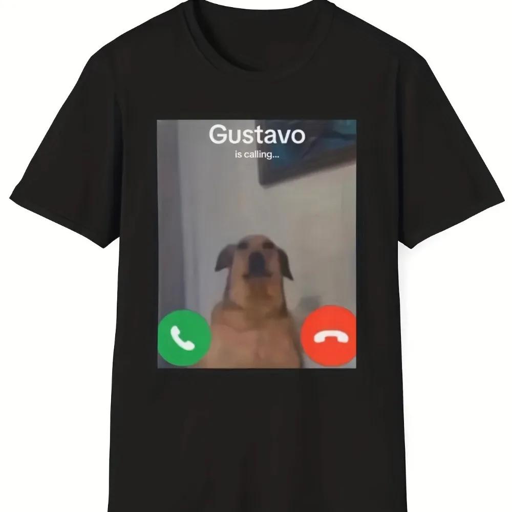 Gustavo le chien drôle appel téléphonique graphique imprimé T-Shirt décontracté à manches courtes co