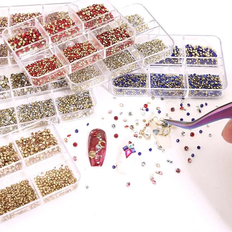 Strass en cristal pour Nail Art, 1000 pièces, verre Super brillant, fond pointu, paillettes, diamant