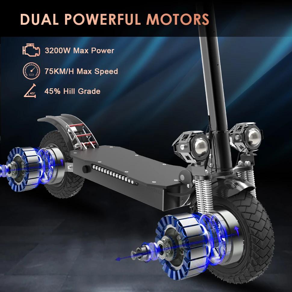 Trottinette Électrique Rika Pliable et Étanche de 75 KM/H, 60V, 48V, 1300-3200W, 10 Pouces, Entrepôt