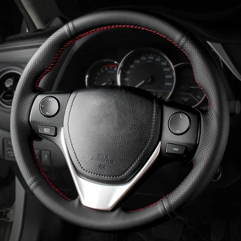 Couverture de volant de voiture en cuir artificiel tressé, pour Toyota RAV4 2013 – 2019 Corolla 2014