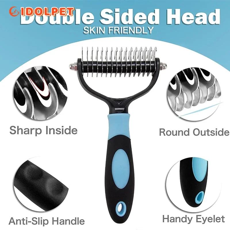 Brosse professionnelle de démêlage pour animaux de compagnie, peigne à démêlage sur 2 côtés pour chi