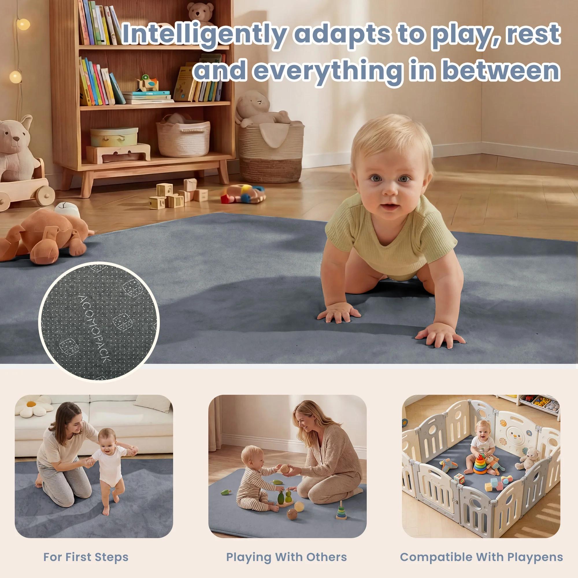 Tapis de jeu pour bébé de 2 cm d'épaisseur pour le temps sur le ventre, tapis en mousse à mémoire de