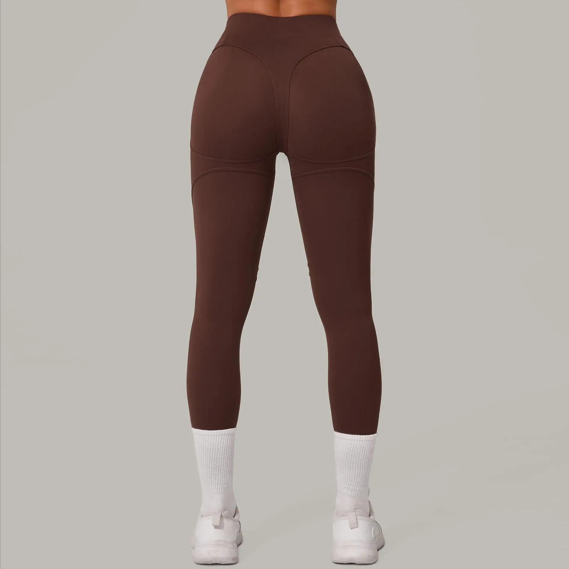 Pantalons de sport avec lignes sexy pour femmes, pantalons serrés de sport, taille haute, confortabl