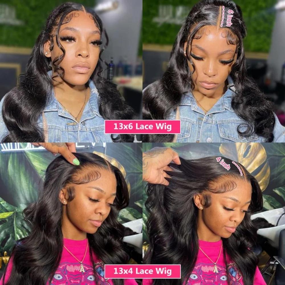 Perruque Lace Frontal Wig brésilienne naturelle, cheveux humains, Body Wave, densité 250%, 13x4, 13x