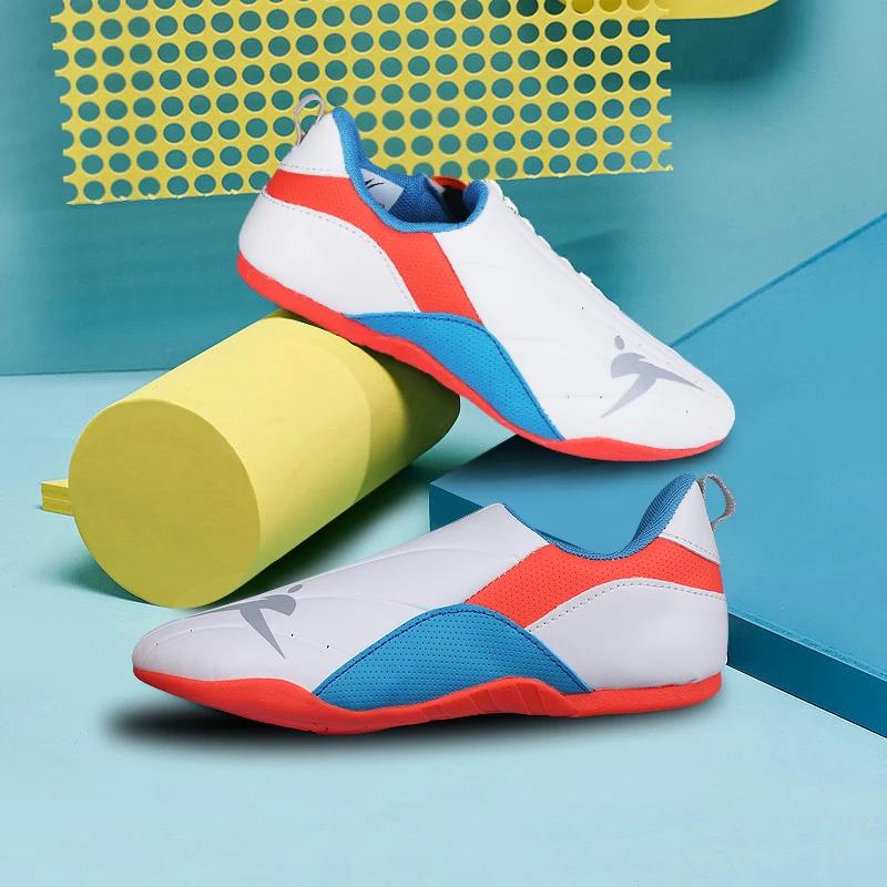Chaussures d'entraînement de Taekwondo à semelle épaisse et souple en caoutchouc, respirantes, pour