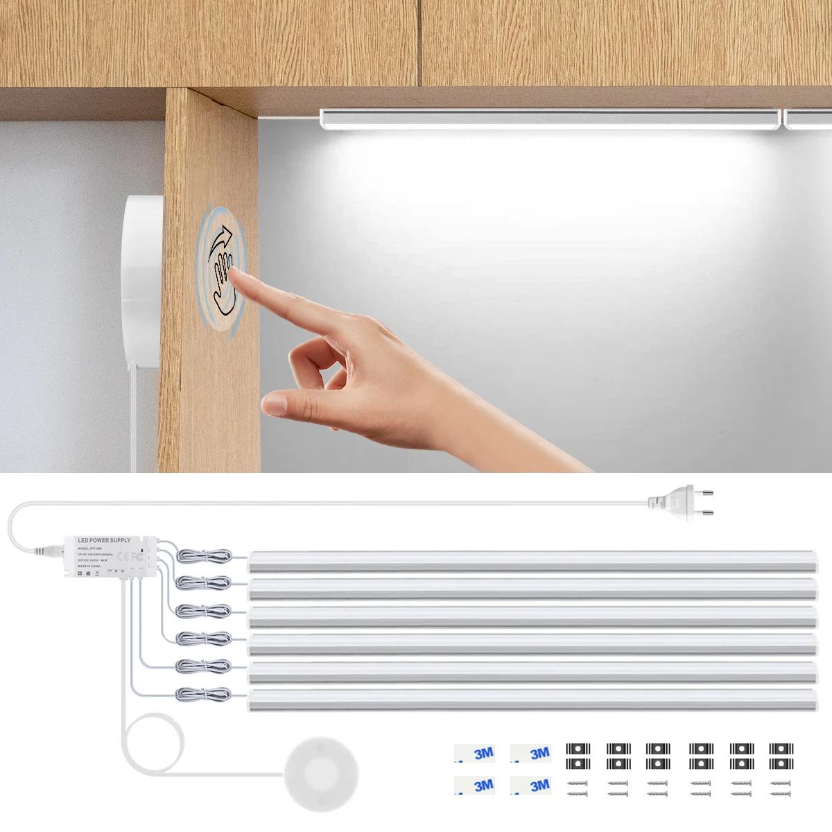 Interrupteur de balayage manuel, capteur tactile en bois pénétrable, lumière LED sous-meuble, lampe