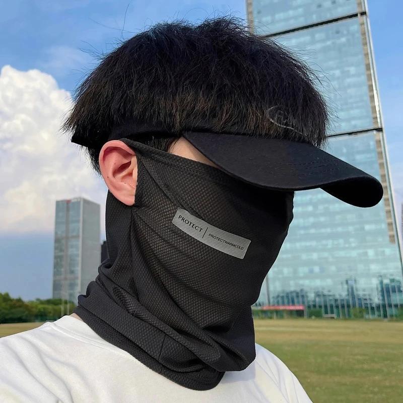 Masque de Protection solaire d'été en soie glacée pour hommes et femmes, couverture faciale de cycli