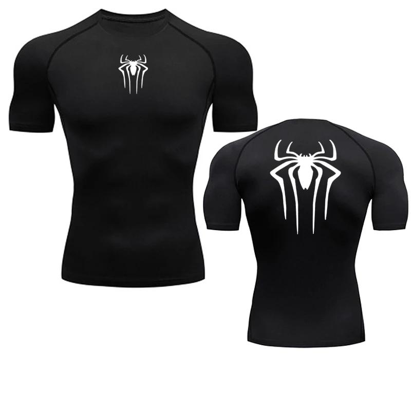 T-shirt de compression MMA pour hommes - Séchage rapide, musculaire, fitness, course et entraînement