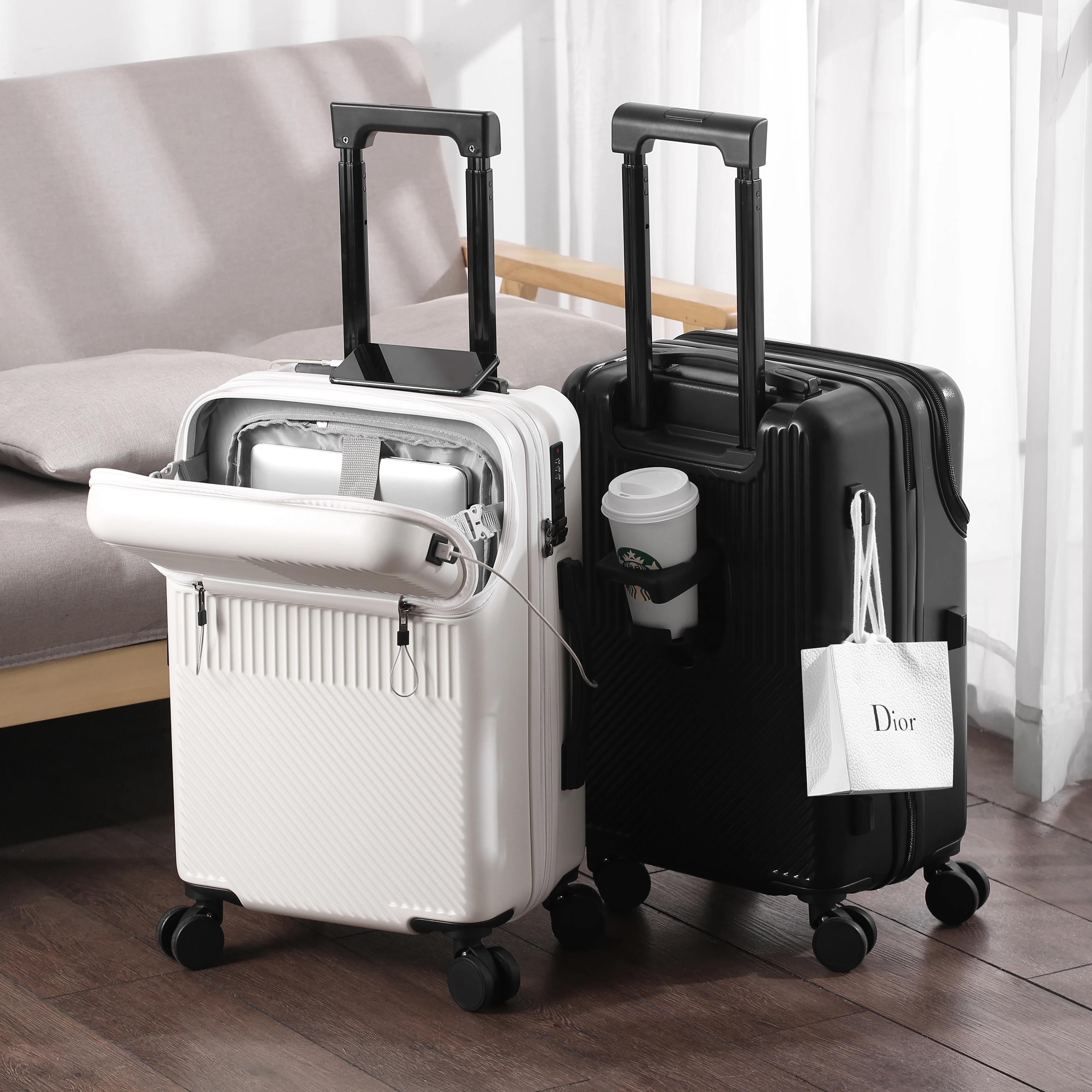 Valise bagages valise d'affaires élégante avec porte-gobelet compacte 20 pouces légère bagage à main