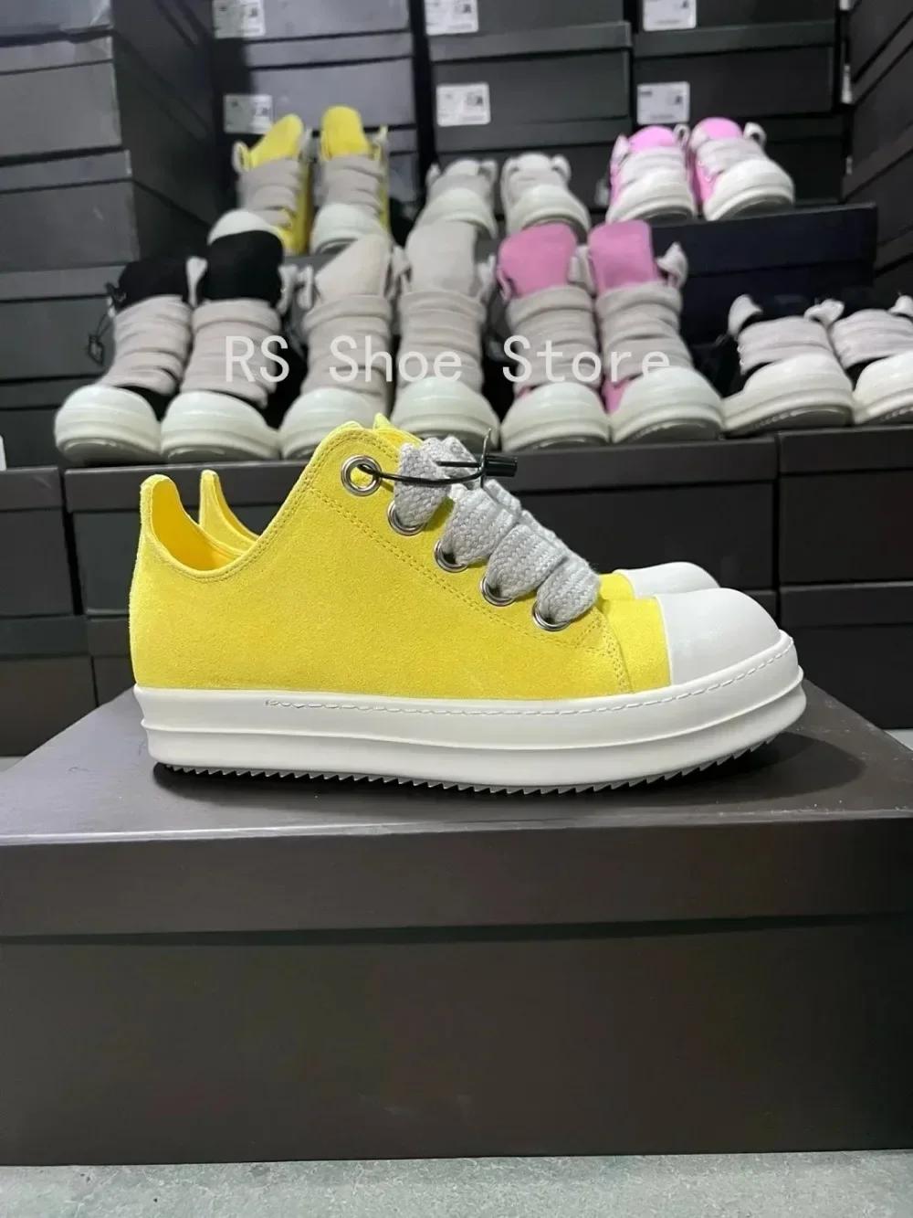 Ro hommes chaussure blanc jaune daim bas baskets décontractées en cuir Jumbo lacets femmes baskets v
