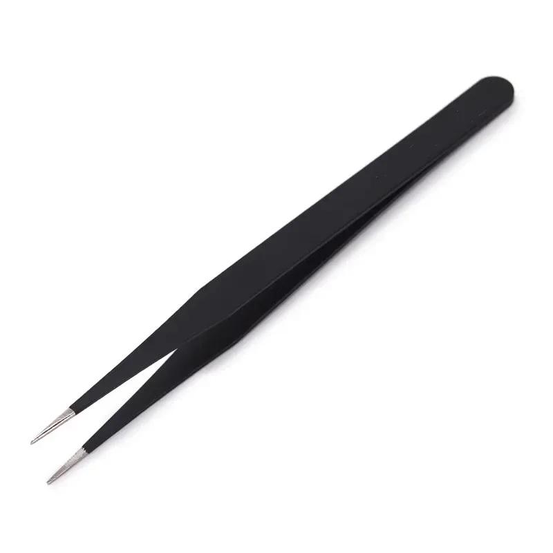 Pincettes antistatiques, pincettes noires de précision pour Nail Art et Extensions de cils, outils d