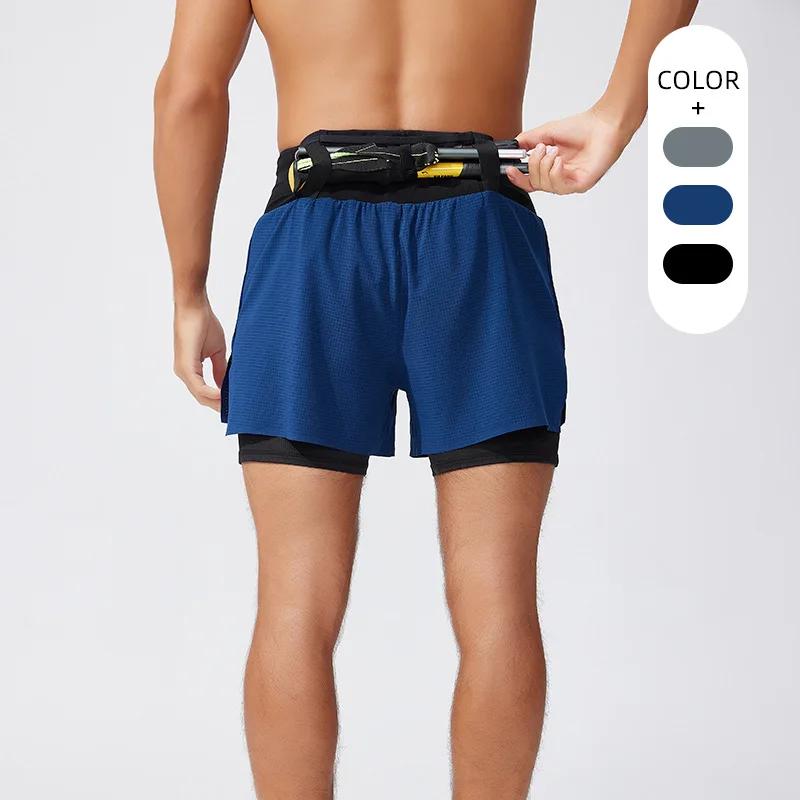 Short sport 2 en 1 homme marathon fitness multi-poches - Double pont basket course