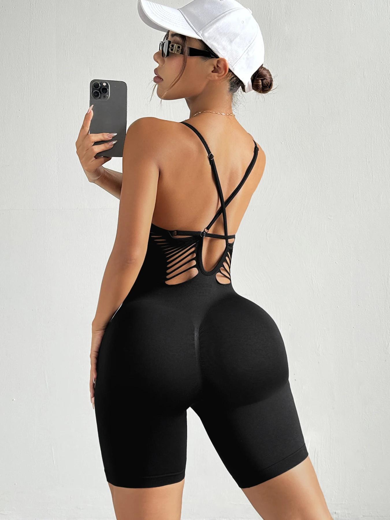 Combinaisons d'entraînement de Yoga sans couture pour femmes, teinture par nouage, bretelles sexy, m