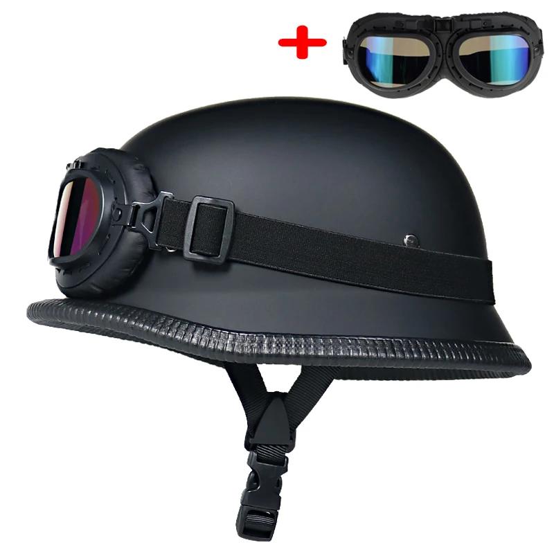 Casque de moto de style allemand de la Seconde Guerre mondiale capacetes visage ouvert rétro cascos