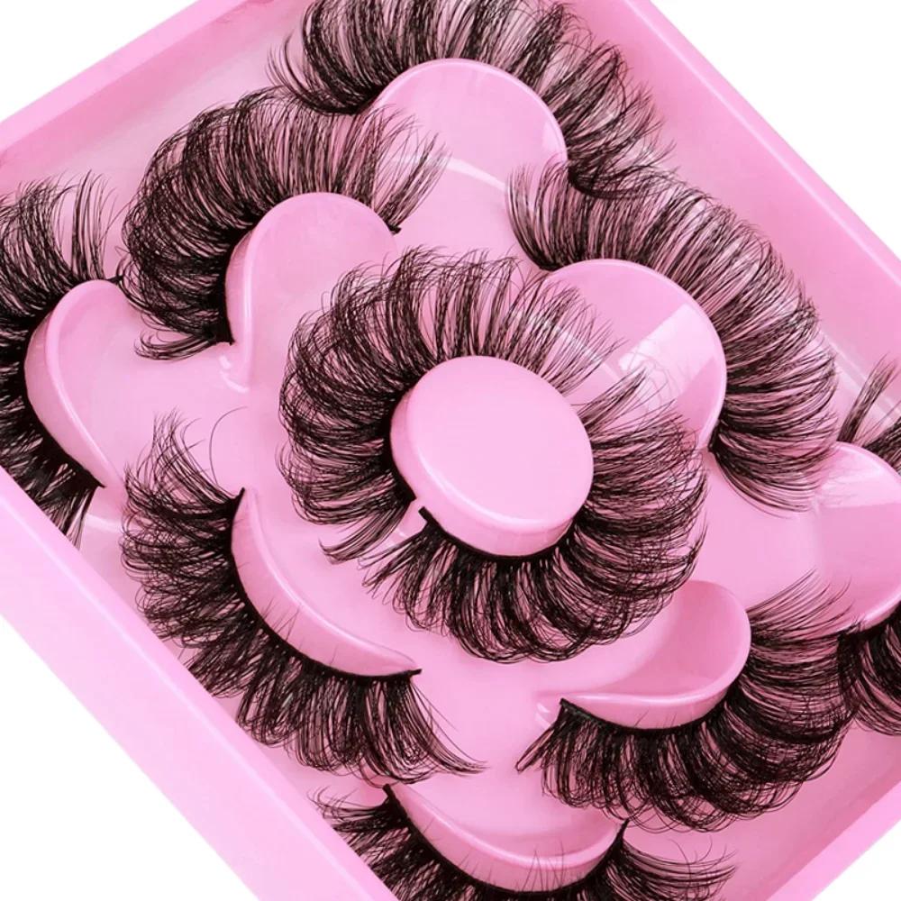 5 paires de cils en bande russe cils de vison moelleux 3D faux cils Volume russe cils faux cils Exte