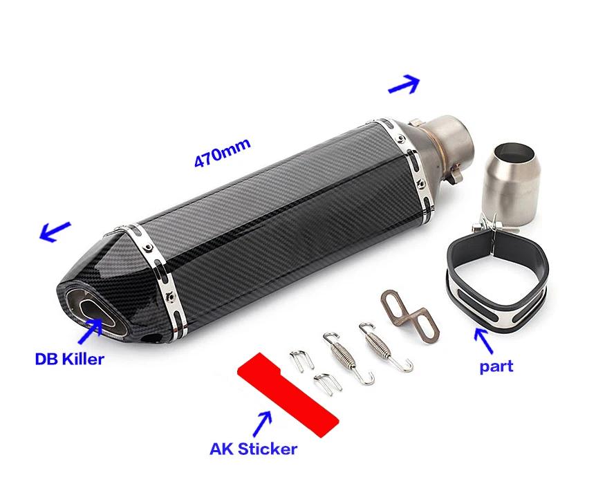 51mm moto silencieux Ak échappement fin queue silencieux tuyau Pot DB tueur pour CB400 Ninja250 MT09