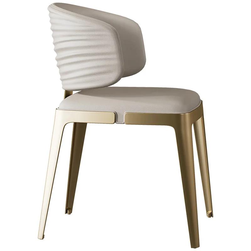 Chaise de salle à manger de luxe légère italienne, simple et moderne, en acier inoxydable, pour la m