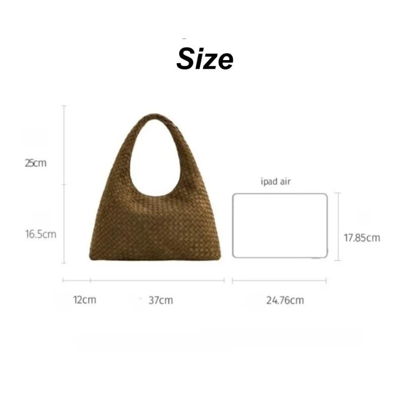 Sac à main femme grand format en similicuir tressé rétro Laura 2026 JWPEI, sac bandoulière croissant
