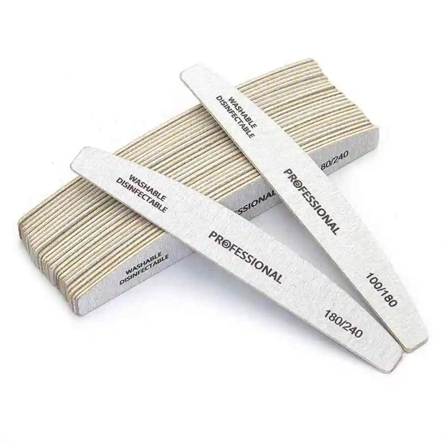 1/2/5/10/20/50 pièces/lot limes à ongles professionnelles en bois 100/180/240 tampon 100/180 gris ba
