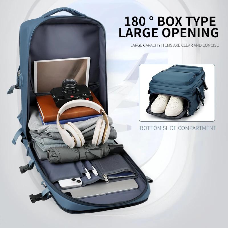 Grand sac à dos de voyage pour femmes et hommes, sac de cabine multifonctionnel pour avion, étanche,