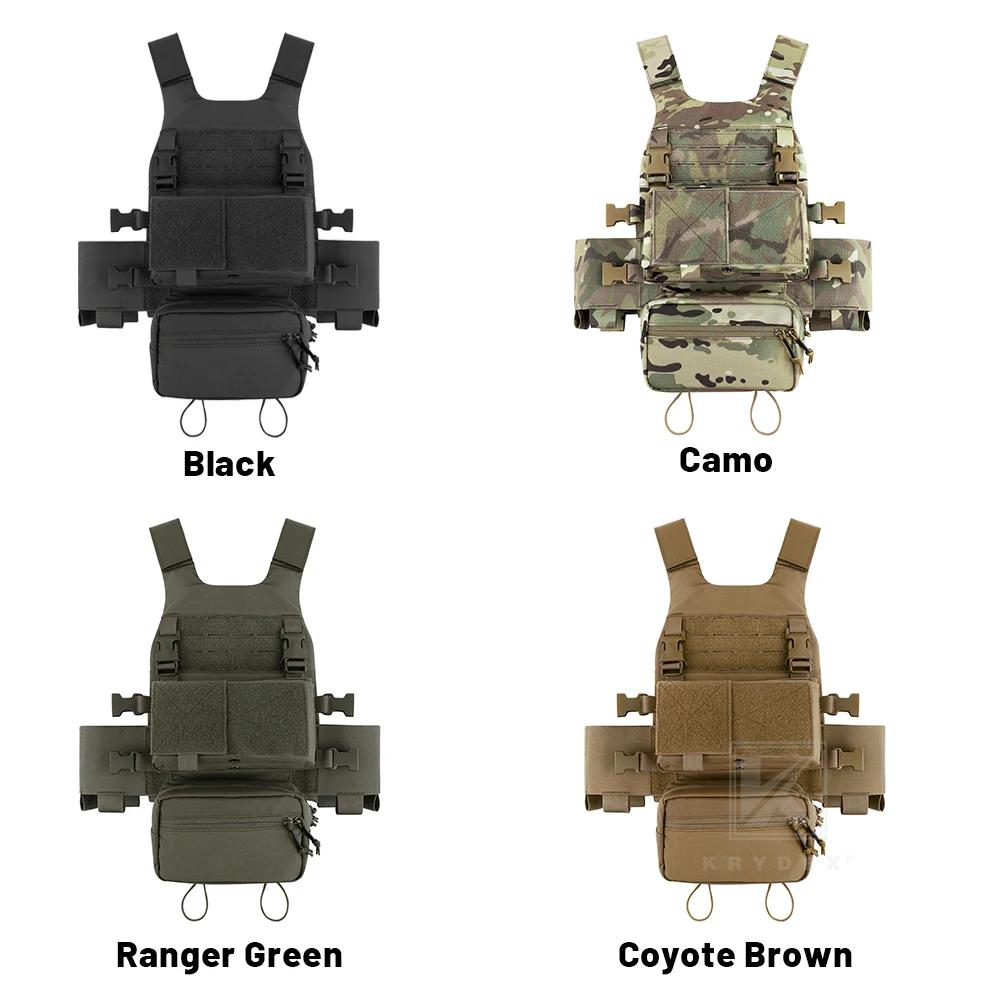 KRYDEX – gilet tactique porte-plaque lisse à basse visibilité, avec ceinture élastique, Micro combat