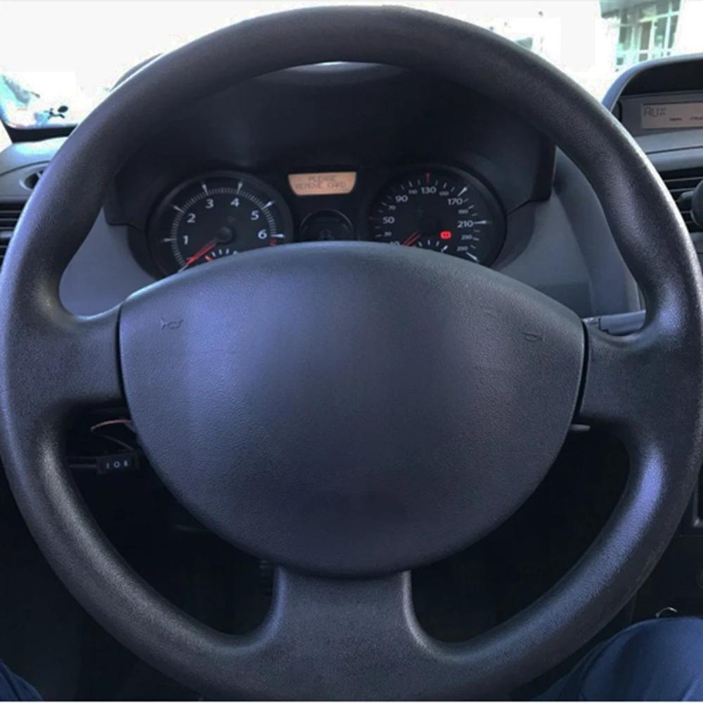 Juste de Volant de Voiture Cousue à la Main en Cuir Artificiel Noir, pour Renault Megane 2 2003-2008