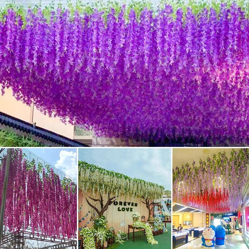 Guirxiété de Fleurs de Glycine Artificielle, Fausse Fleur en Rotin, Guirxiété de Fleurs pour ixde Ma